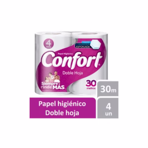 Confort Papel Higiénico Doble Hoja de 4 Rollos de 30 mts.